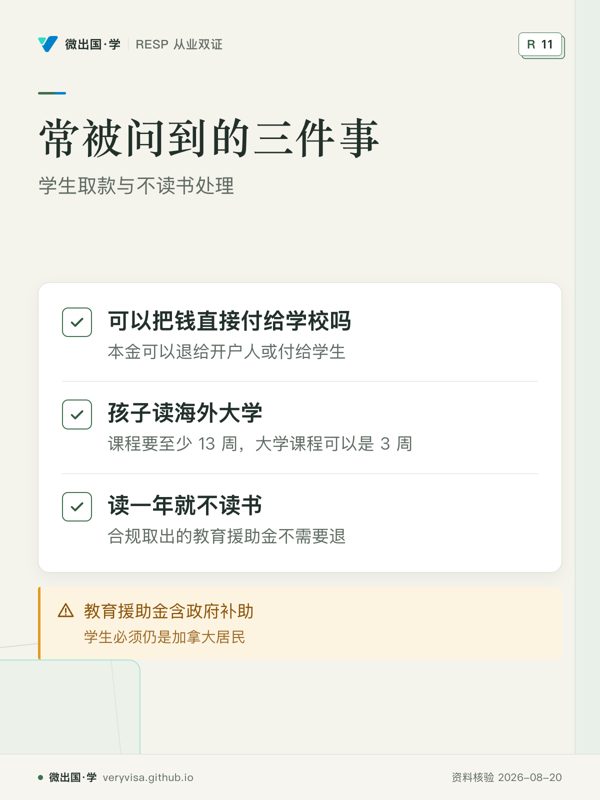 常被问到的三件事；学生取款与不读书处理；可以把钱直接付给学校吗；孩子读海外大学；读一年就不读书；教育援助金含政府补助