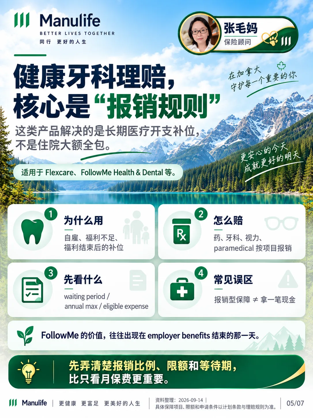 健康牙科理赔按合资格费用、上限与等待条件执行