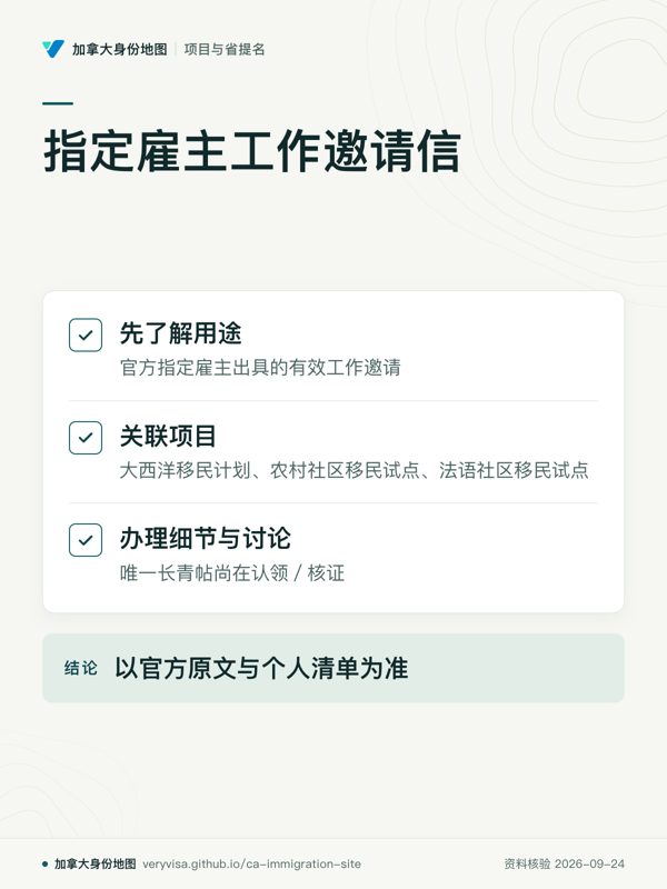 指定雇主工作邀请信；先了解用途；关联项目；办理细节与讨论；以官方原文与个人清单为准