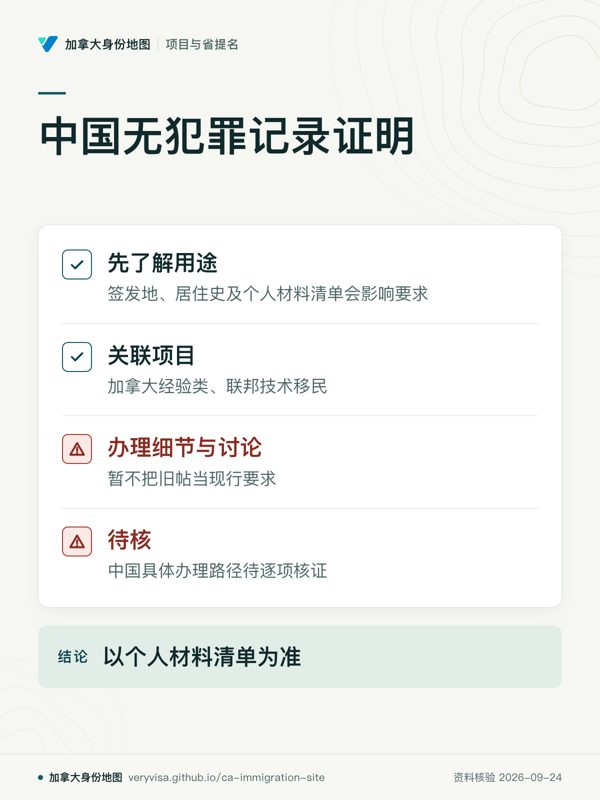 中国无犯罪记录证明；先了解用途；关联项目；办理细节与讨论；待核；以个人材料清单为准