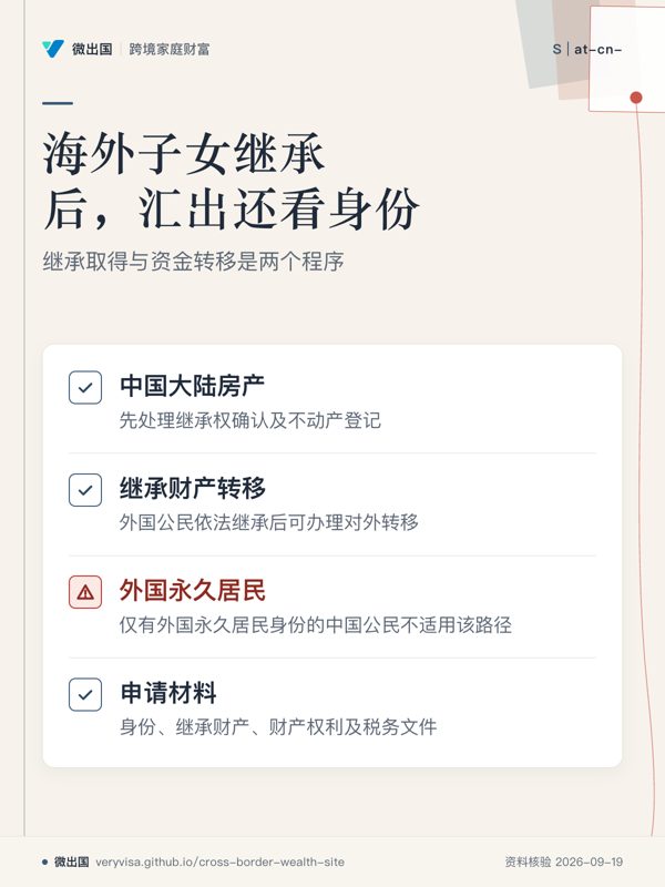 海外子女继承后,汇出还看身份