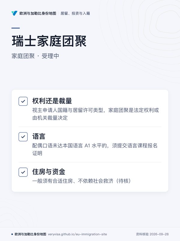 瑞士家庭团聚;家庭团聚 · 受理中;权利还是裁量;语言;住房与资金