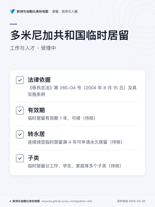多米尼加共和国临时居留;工作与人才 · 受理中;法律依据;有效期;转永居;子类