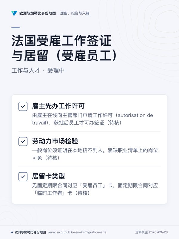 法国受雇工作签证与居留(受雇员工);工作与人才 · 受理中;雇主先办工作许可;劳动力市场检验;居留卡类型