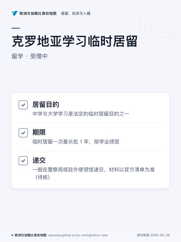 克罗地亚学习临时居留;留学 · 受理中;居留目的;期限;递交
