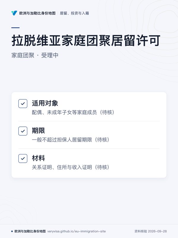 拉脱维亚家庭团聚居留许可;家庭团聚 · 受理中;适用对象;期限;材料