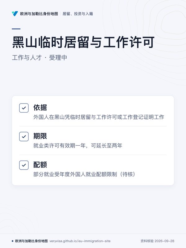 黑山临时居留与工作许可;工作与人才 · 受理中;依据;期限;配额
