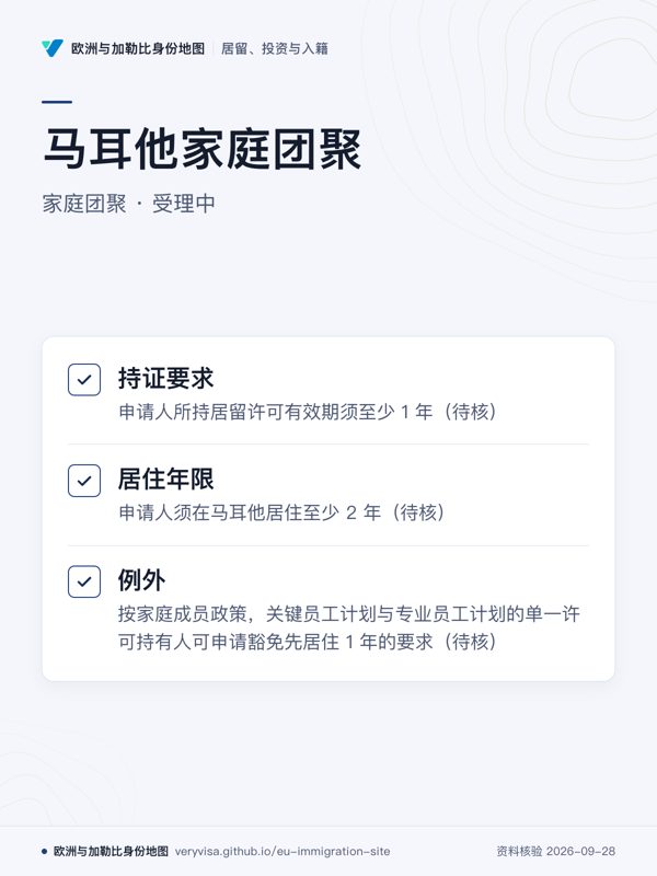 马耳他家庭团聚;家庭团聚 · 受理中;持证要求;居住年限;例外