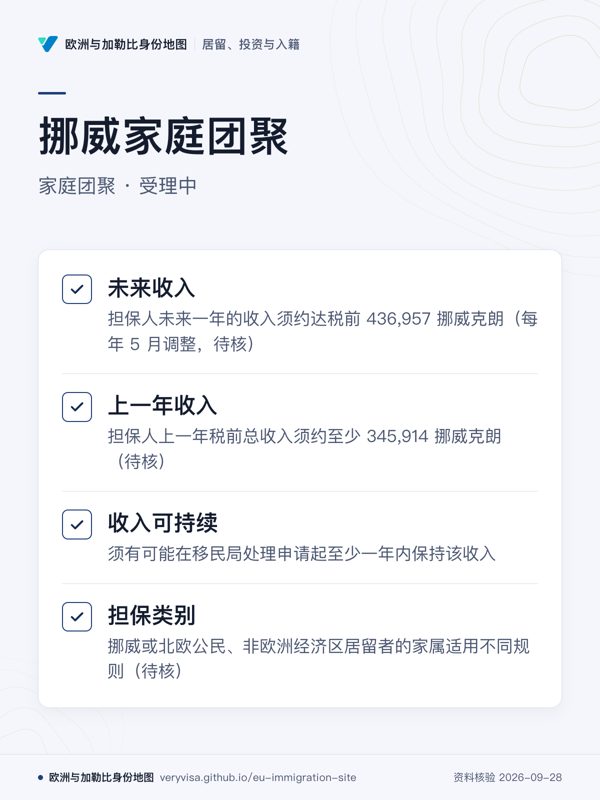 挪威家庭团聚;家庭团聚 · 受理中;未来收入;上一年收入;收入可持续;担保类别