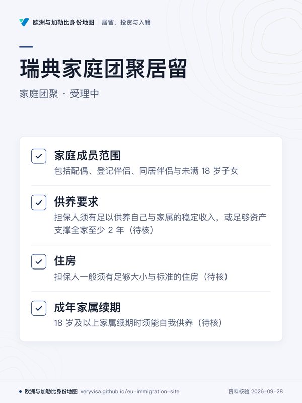 瑞典家庭团聚居留;家庭团聚 · 受理中;家庭成员范围;供养要求;住房;成年家属续期