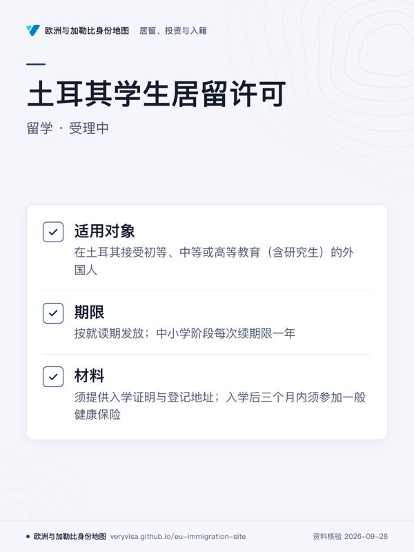 土耳其学生居留许可;留学 · 受理中;适用对象;期限;材料
