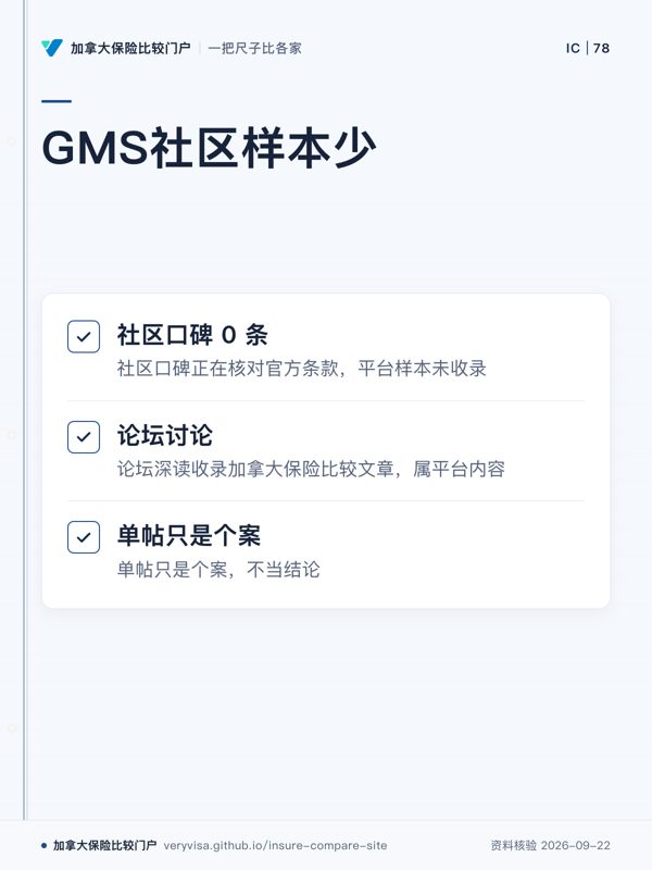 GMS社区样本少；社区口碑 0 条；论坛讨论；单帖只是个案