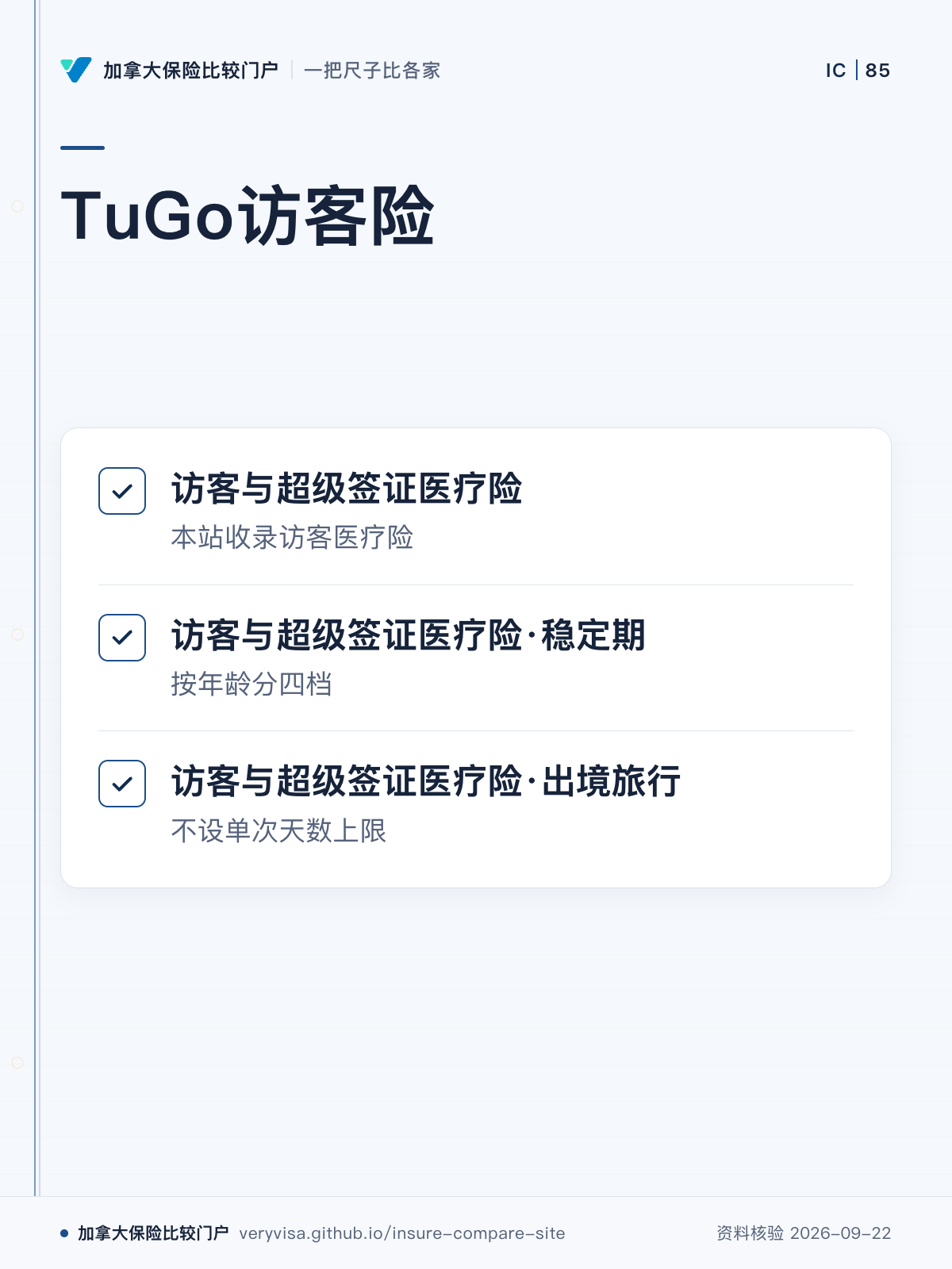 TuGo访客险;访客与超级签证医疗险;访客与超级签证医疗险·稳定期;访客与超级签证医疗险·出境旅行