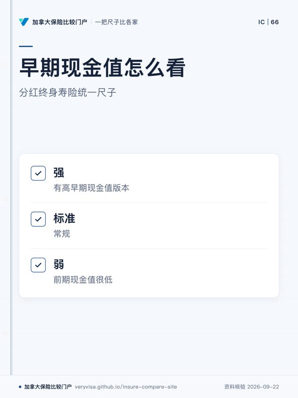 早期现金值怎么看；分红终身寿险统一尺子；强；标准；弱