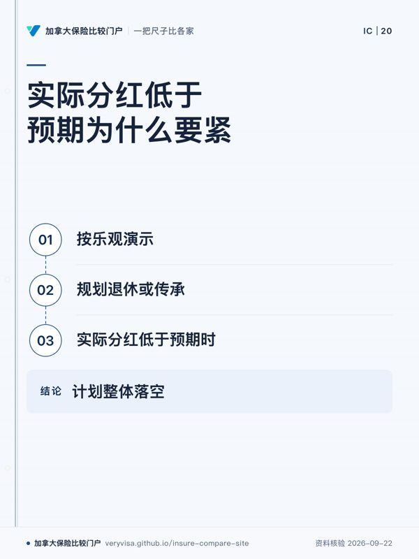 实际分红低于预期为什么要紧;按乐观演示;规划退休或传承;实际分红低于预期时;计划整体落空