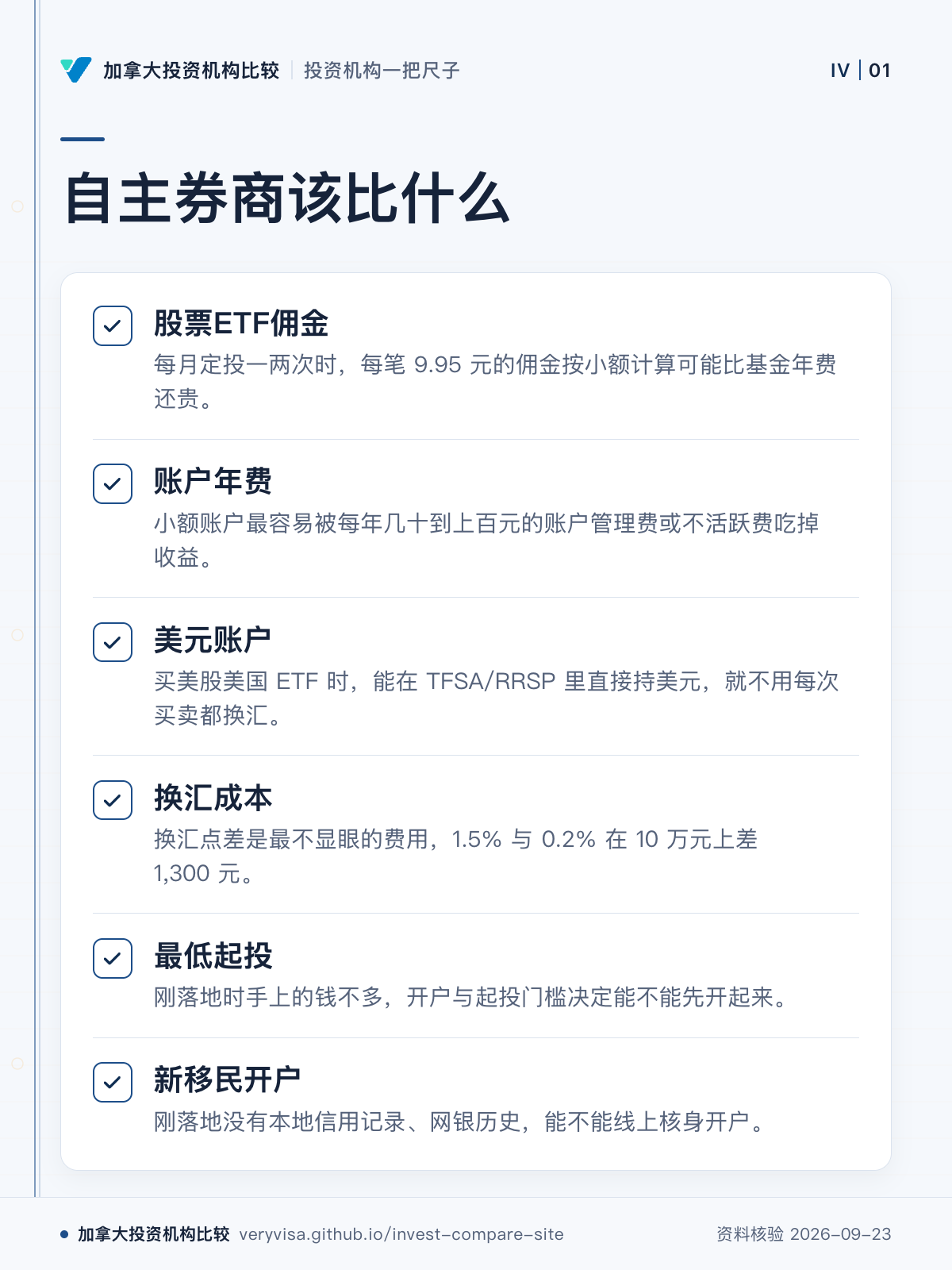 自主券商该比什么;股票ETF佣金;账户年费;美元账户;换汇成本;最低起投;新移民开户