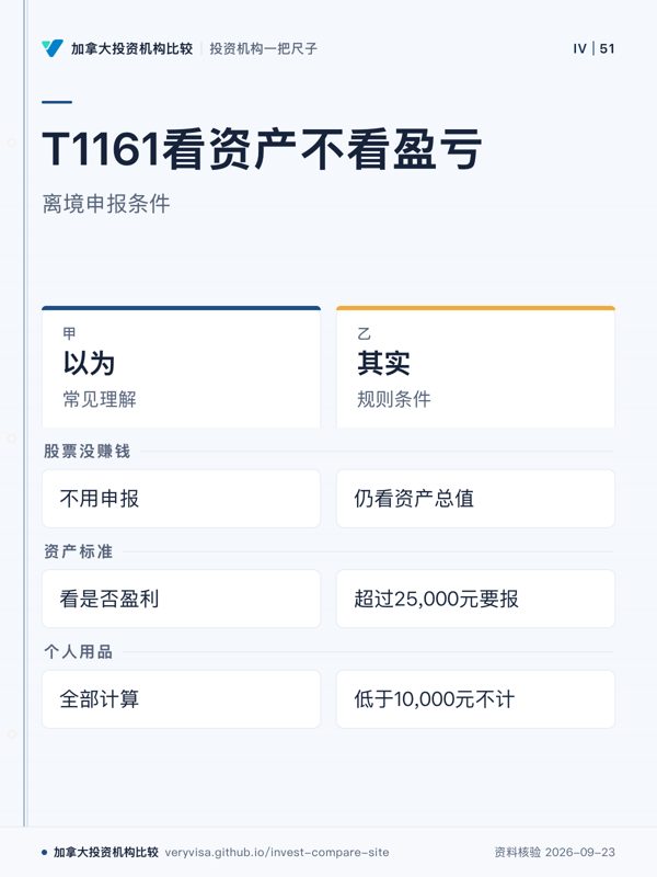T1161看资产不看盈亏;离境申报条件;以为;其实;股票没赚钱;资产标准;个人用品