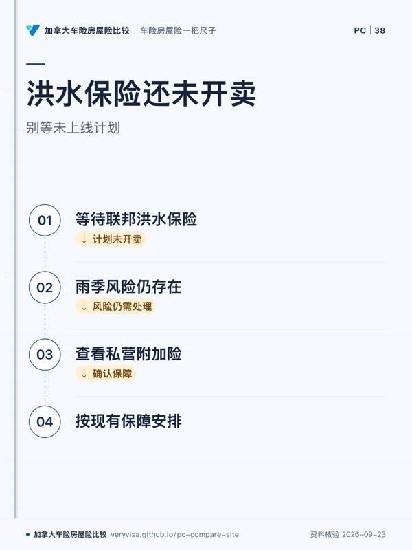 洪水保险还未开卖；别等未上线计划；等待联邦洪水保险；雨季风险仍存在；查看私营附加险；按现有保障安排